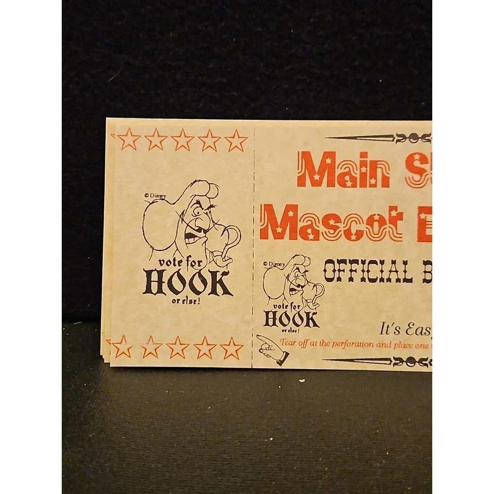 Disney Magic Kingdom Main‎ Street Election Official Ballot Vote Hook or Pooh
